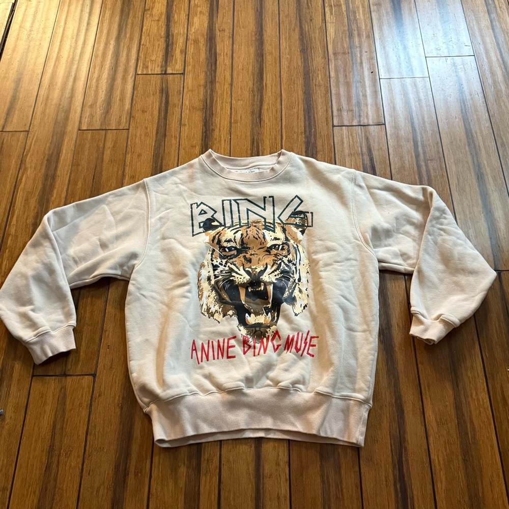 Anine Bing Cream Tiger Graphic Sweater